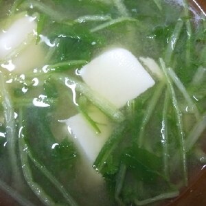 節約レシピ♪水菜と豆腐のお味噌汁